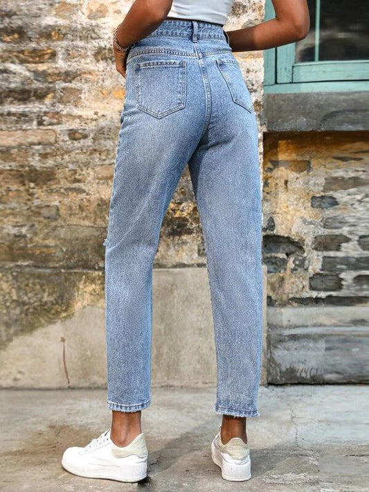 SHEIN Frenchy Jean mom déchiré à ourlet effiloché - GlamShopTN