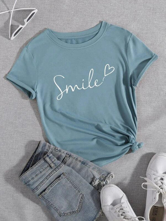 SHEIN LUNE T-shirt à imprimé cœur et lettre - GlamShopTN