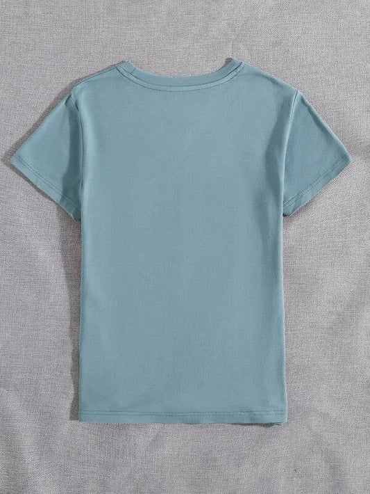SHEIN LUNE T-shirt à imprimé cœur et lettre - GlamShopTN