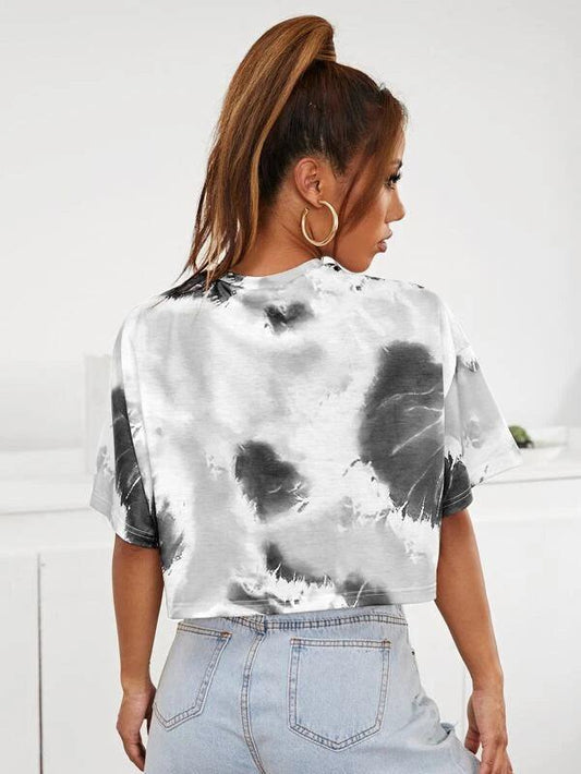 SHEIN EZwear Top miel graphique tie dye - GlamShopTN