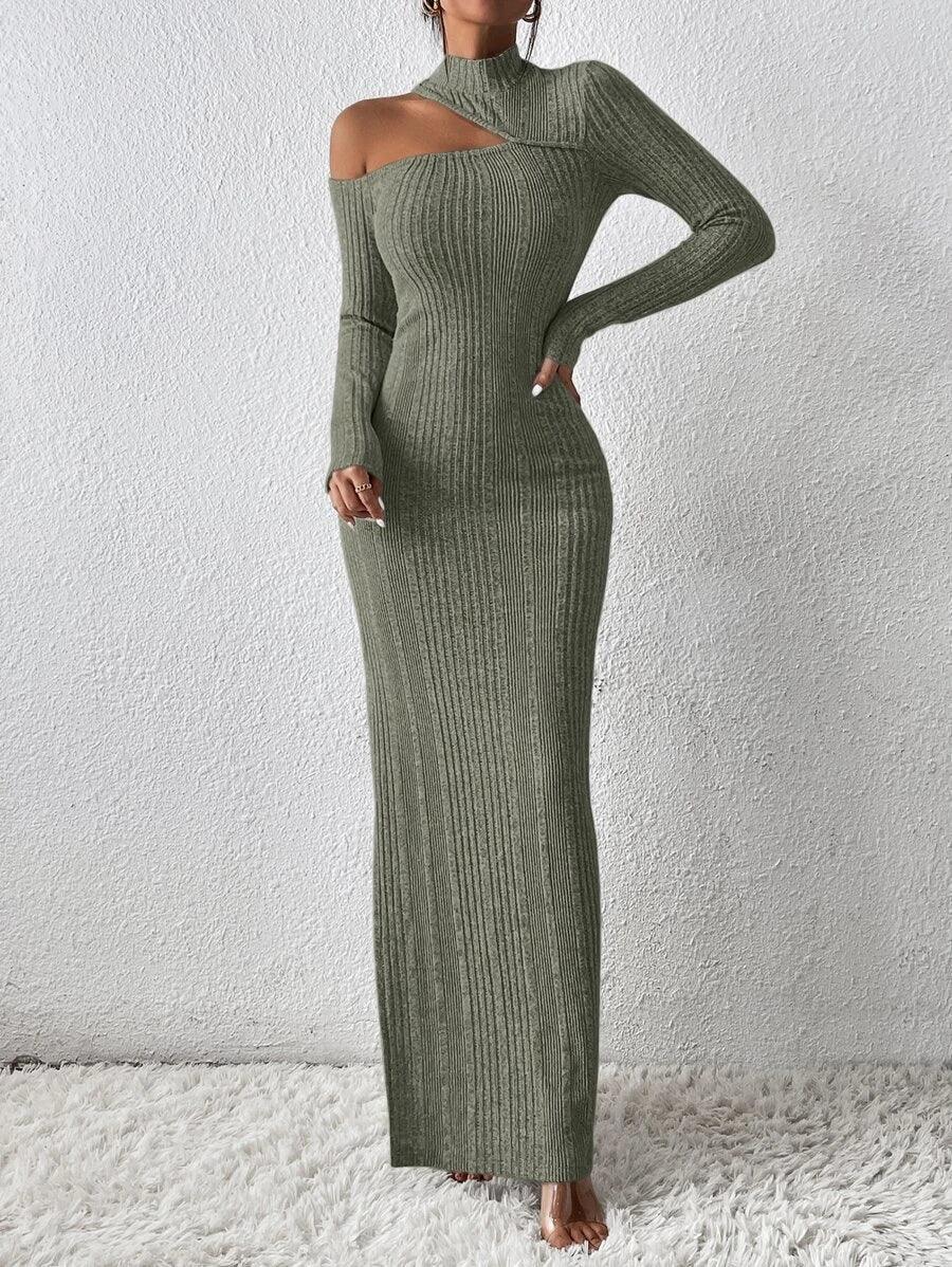 SHEIN Privé Robe à col asymétrique découpé fendu - GlamShopTN