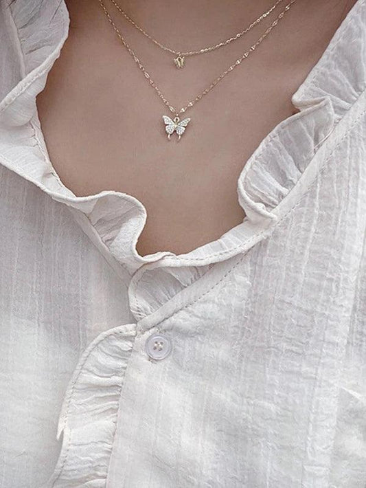Shein Collier à strass à pendentif papillon - GlamShopTN