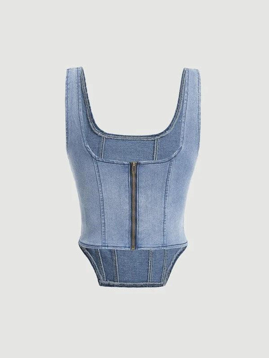 Shein SHEIN MOD Top en jean à col carré - GlamShopTN