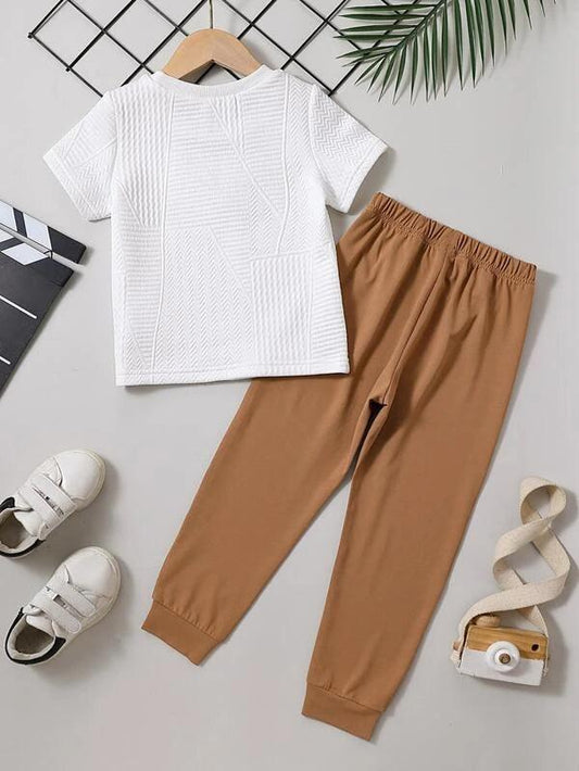 SHEIN Kids EVRYDAY Petit garçon Pantalon & T-shirt à applique lettre - GlamShopTN