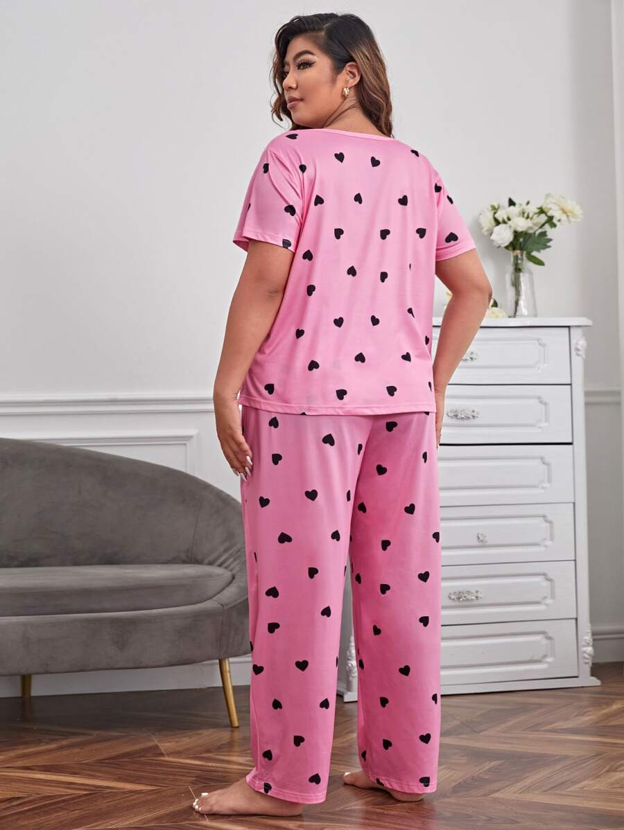 Ensemble pyjama grande taille à motif cœur