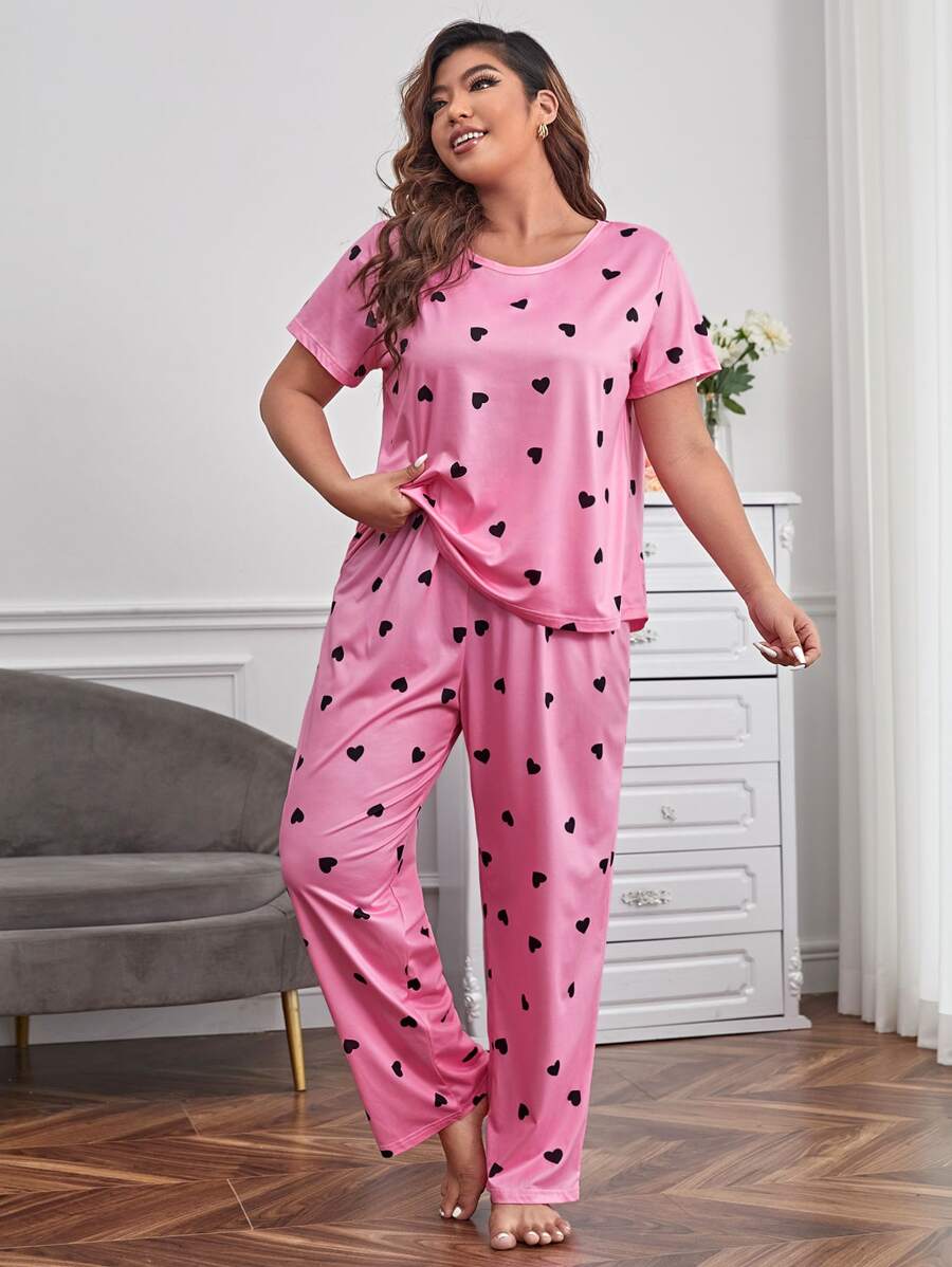 Ensemble pyjama grande taille à motif cœur