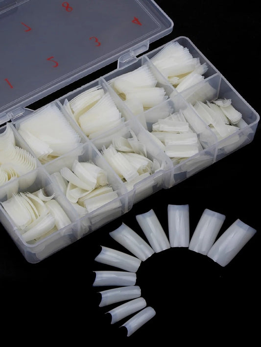Shein Mettez instantanément à niveau votre look avec 500pcs/boîte de faux ongles d'ongles d'orteils complet en couverture qui comprennent des ongles de manucure française faux et des ongles avec pression, des fournitures d'ongles