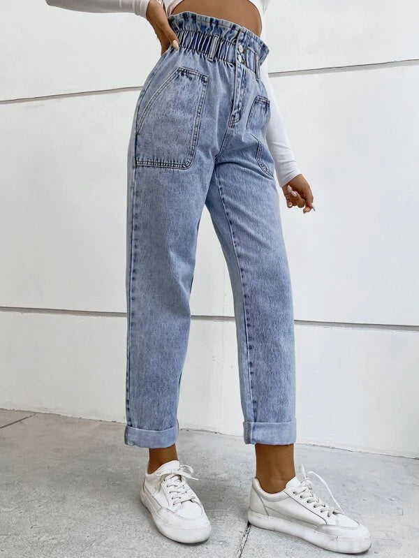 SHEIN Frenchy Jean mom à taille froncée
