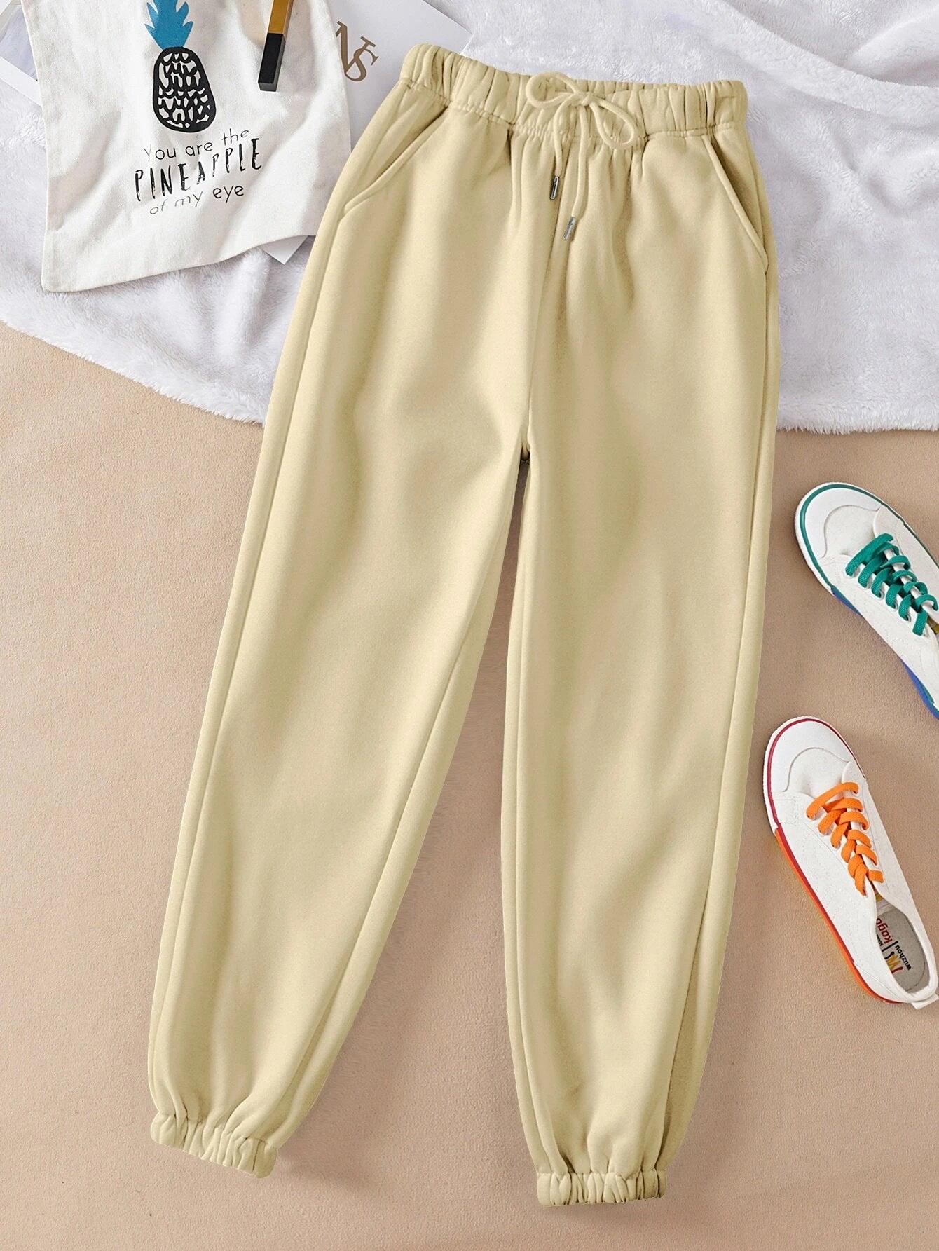 SHEIN LUNE Pantalon De Survêtement Unicolore À Cordon - GlamShopTN