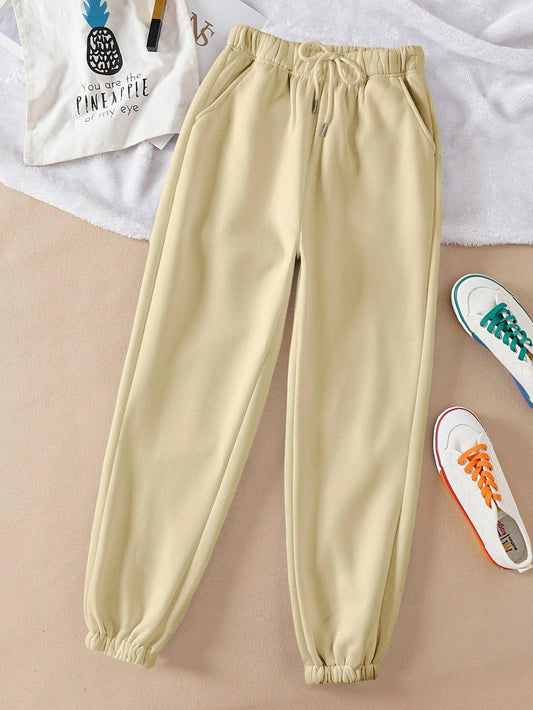 SHEIN LUNE Pantalon De Survêtement Unicolore À Cordon - GlamShopTN
