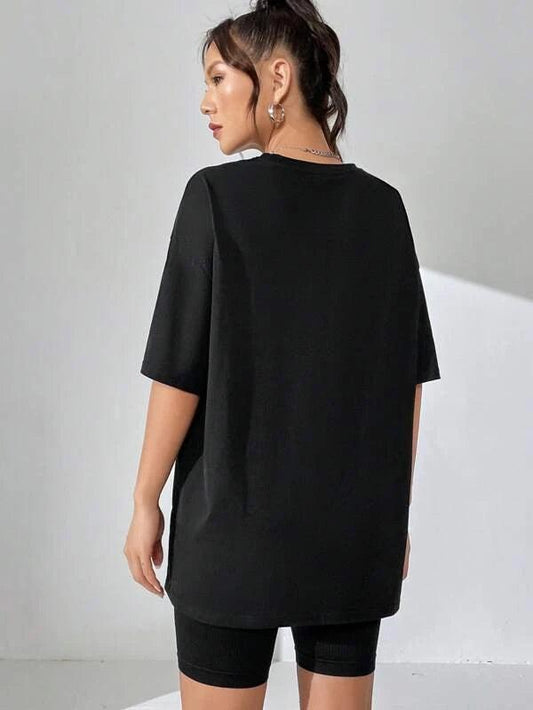SHEIN EZwear T-shirt oversize soleil & à imprimé floral - GlamShopTN