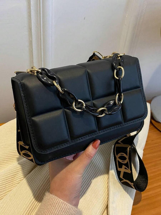 Shein Mini sac carré à rabat à carreaux imperméable, léger et décontracté pour les adolescentes - GlamShopTN