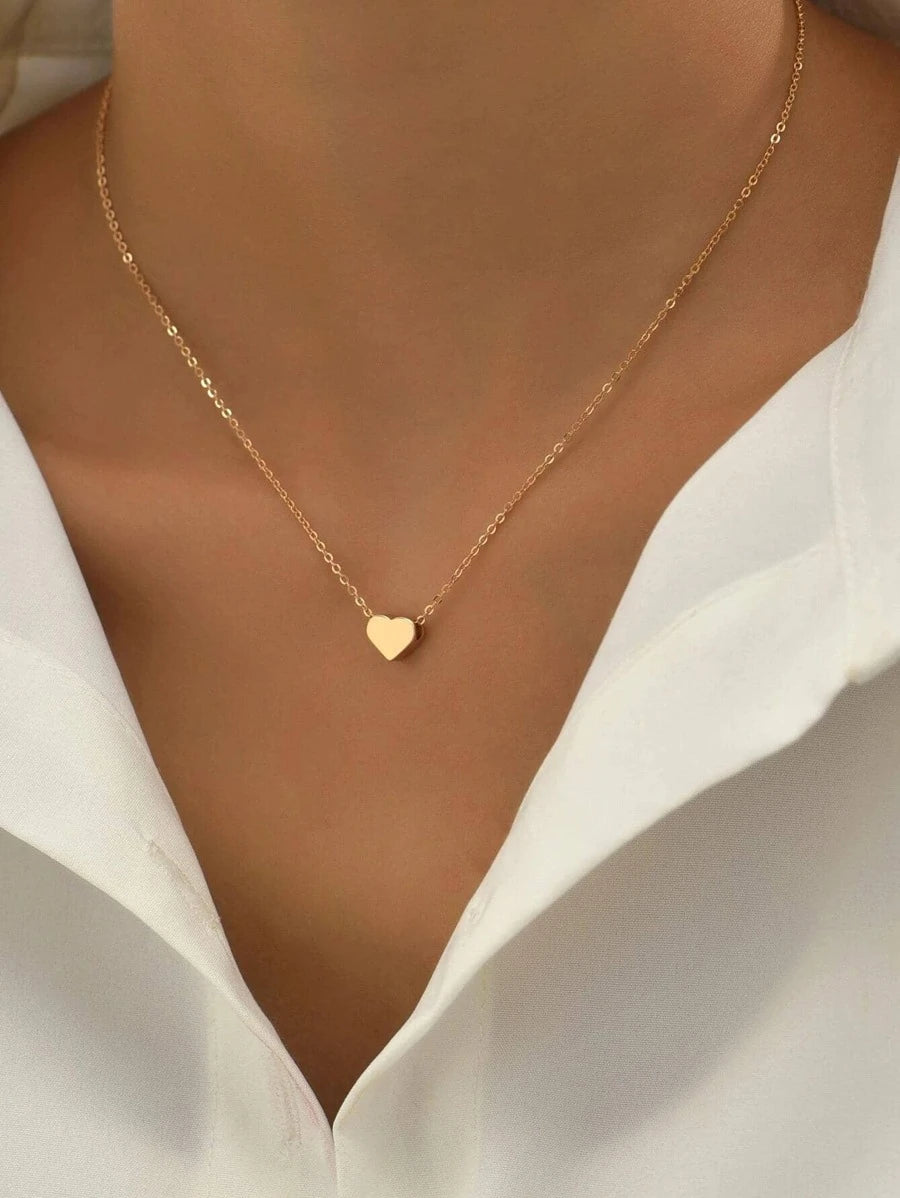 1 pièce Collier mode en acier inoxydable à pendentif cœur pour femme pour décoration quotidienne