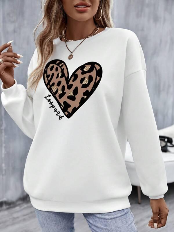 SHEIN LUNE Sweat-shirt cœur et lettre - GlamShopTN