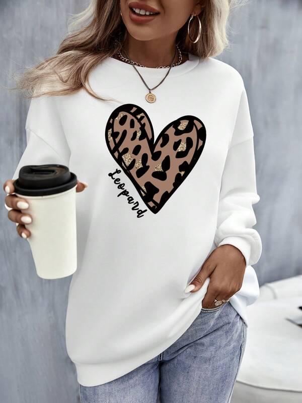 SHEIN LUNE Sweat-shirt cœur et lettre - GlamShopTN