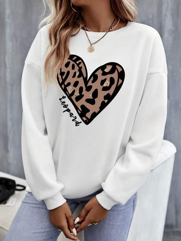 SHEIN LUNE Sweat-shirt cœur et lettre - GlamShopTN