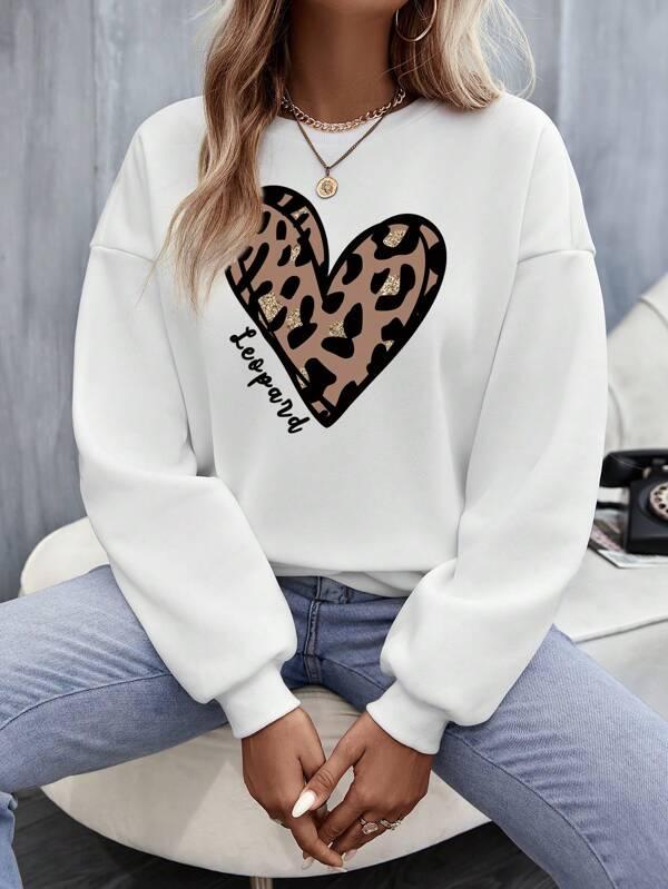 SHEIN LUNE Sweat-shirt cœur et lettre - GlamShopTN