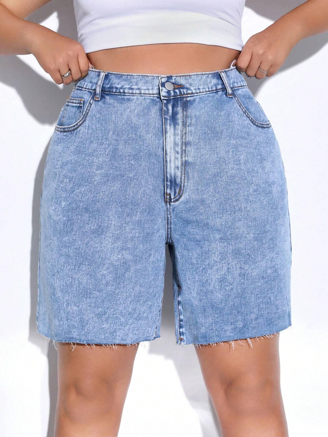 Shein Short En Jean Ourlet Effiloché - GlamShopTN