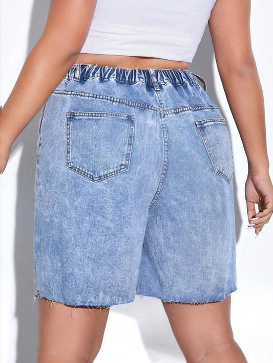 Shein Short En Jean Ourlet Effiloché - GlamShopTN