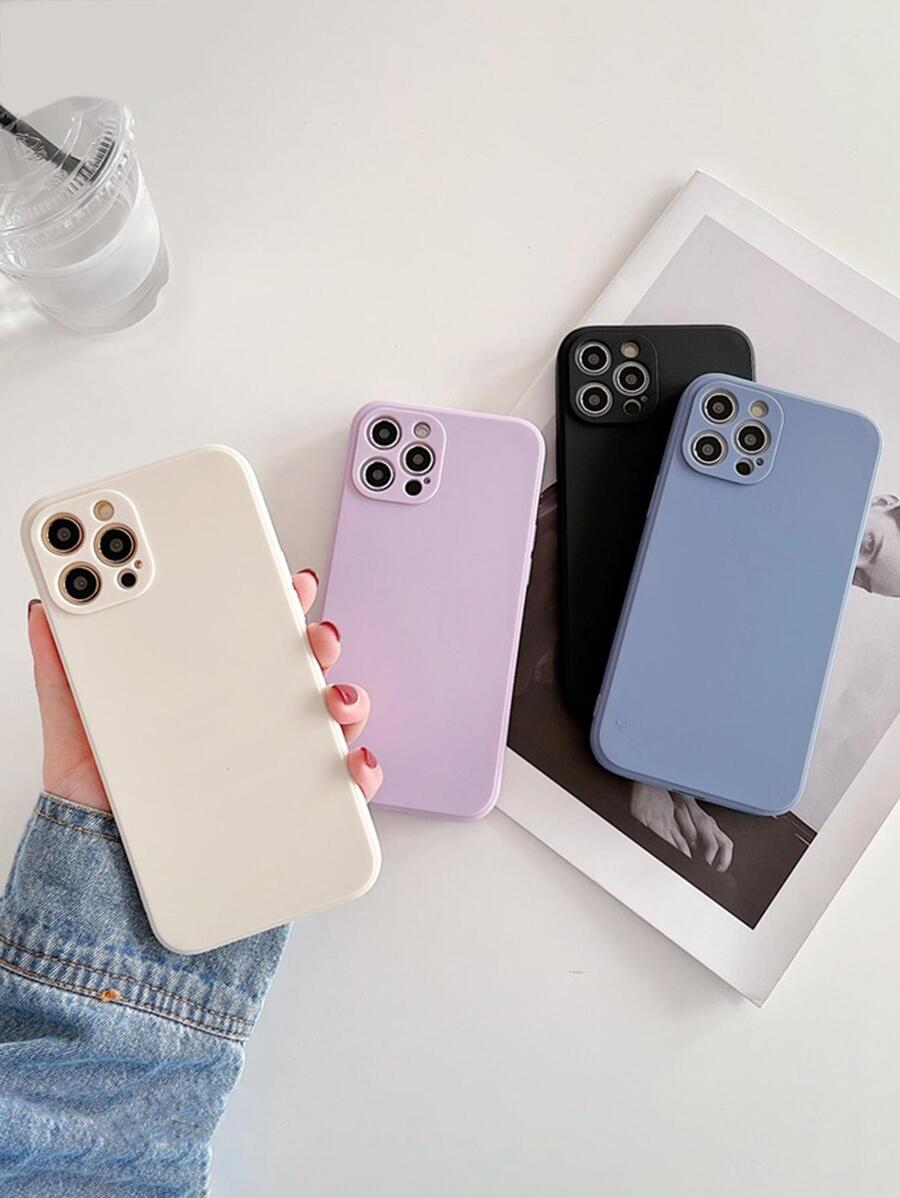 Shein 4 pièces coques de téléphone de couleur unie compatibles