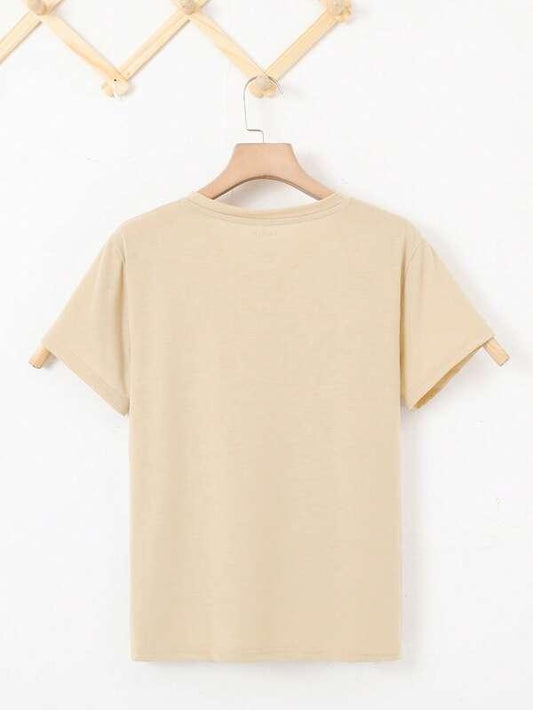 SHEIN Essnce T-shirt Unicolore Col Rond - GlamShopTN