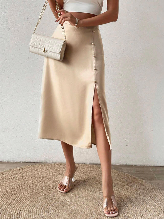 SHEIN Privé Jupe À Bouton Fendu - GlamShopTN