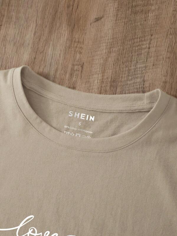 SHEIN LUNE T-shirt Cœur Et Lettre