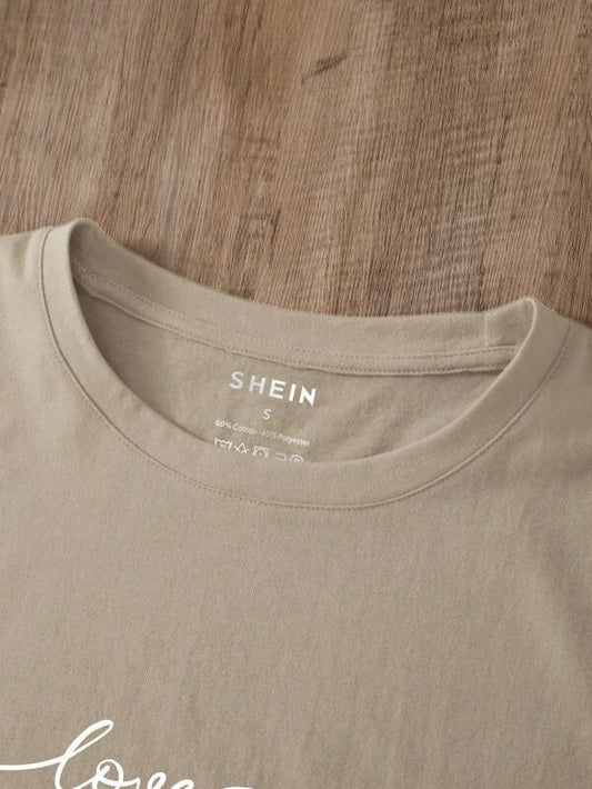 SHEIN LUNE T-shirt Cœur Et Lettre - GlamShopTN