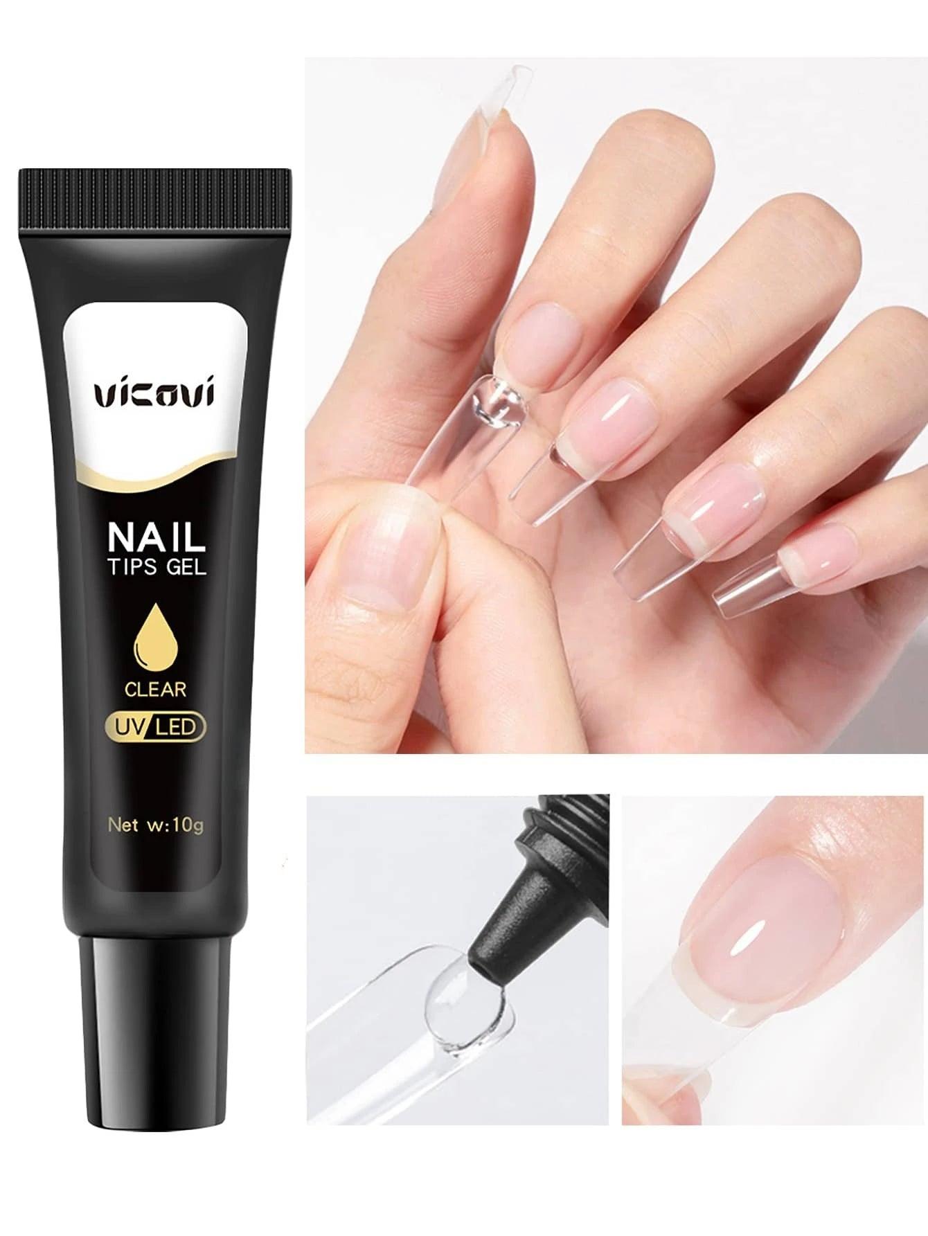 Shein 1 pièce 10g transparent Doux Conseils Pour Ongles gel Faux Colle Ongle UV gel Polonais extension Fonction Outils De Manucure - GlamShopTN