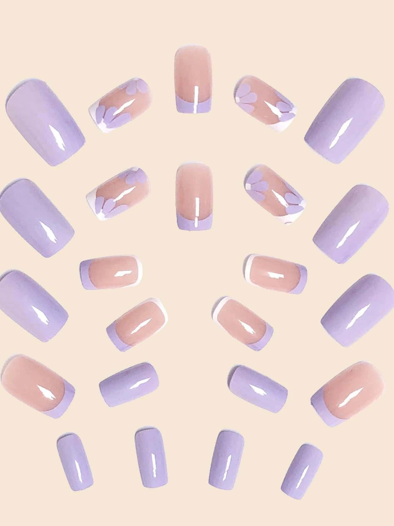 Shein Mettez votre look à jour avec le kit de 24pcs d'ongles artificiels en forme carrée