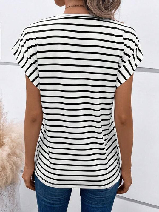 SHEIN LUNE T-shirt À Rayures Imprimé Cœur Manches Chauve-Souris - GlamShopTN