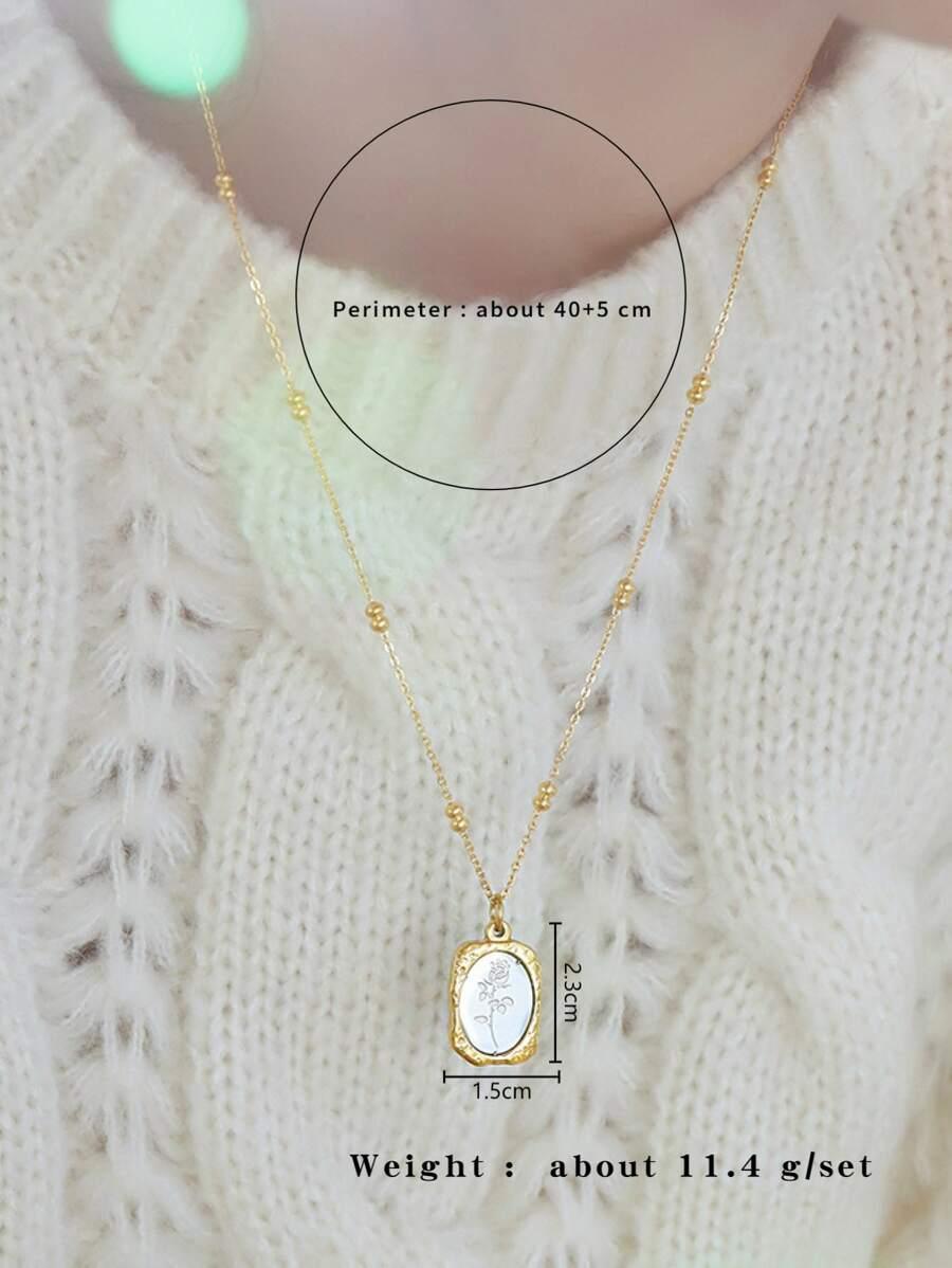 Shein 1 Pièce Collier Pendentif En Acier Inoxydable 'magie Miroir Rose' Simple Et Élégant Pour Femmes - GlamShopTN