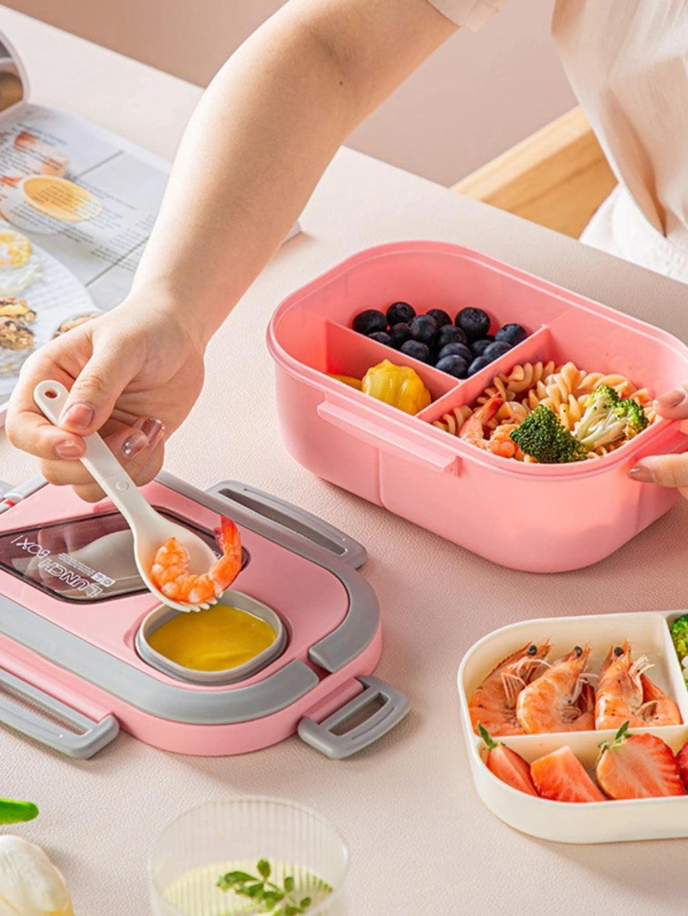 Shein 1pc Convenient Insulated Lunch Box European Elliptical Sealed Preservation Container Double Layer Adult Bento Box, Microwave Safe - GlamShopTN