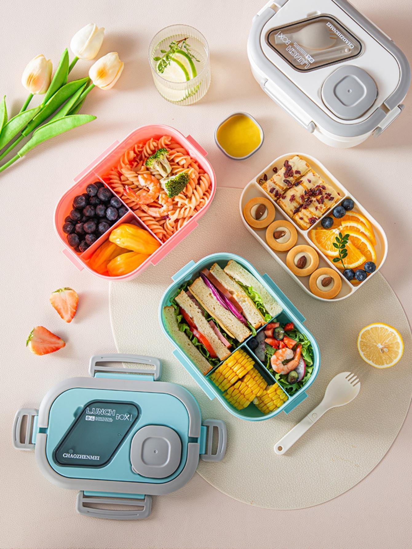 Shein 1pc Convenient Insulated Lunch Box European Elliptical Sealed Preservation Container Double Layer Adult Bento Box, Microwave Safe - GlamShopTN