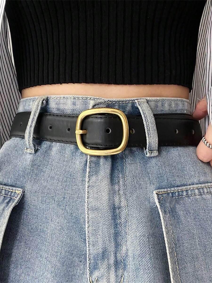 Shein 1 pièce Ceinture En PU Simple Et À La Mode Pour Femmes Décorée Pour Jeans Occasionnels