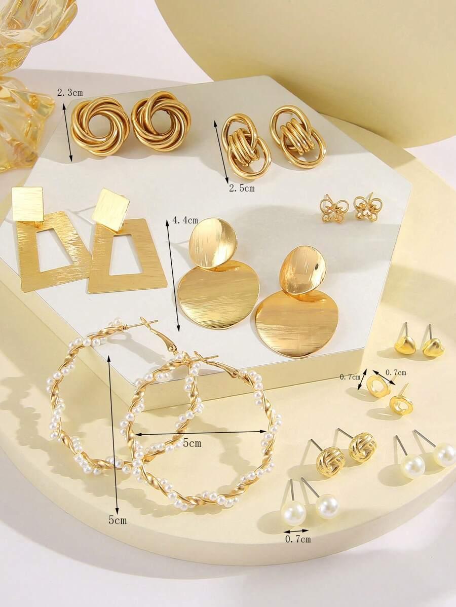 Shein Ensemble De Boucles D'oreilles Décorées De 22 Pièces De Fausses Perles - GlamShopTN