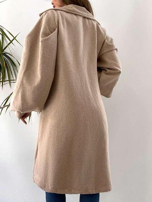 SHEIN Frenchy Manteau Col À Revers Manches Bishop Ceinturé - GlamShopTN