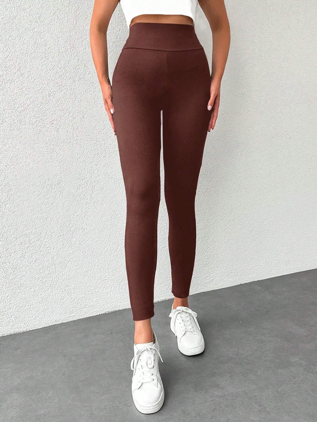 Shein Legging Unicolore Taille Haute - GlamShopTN