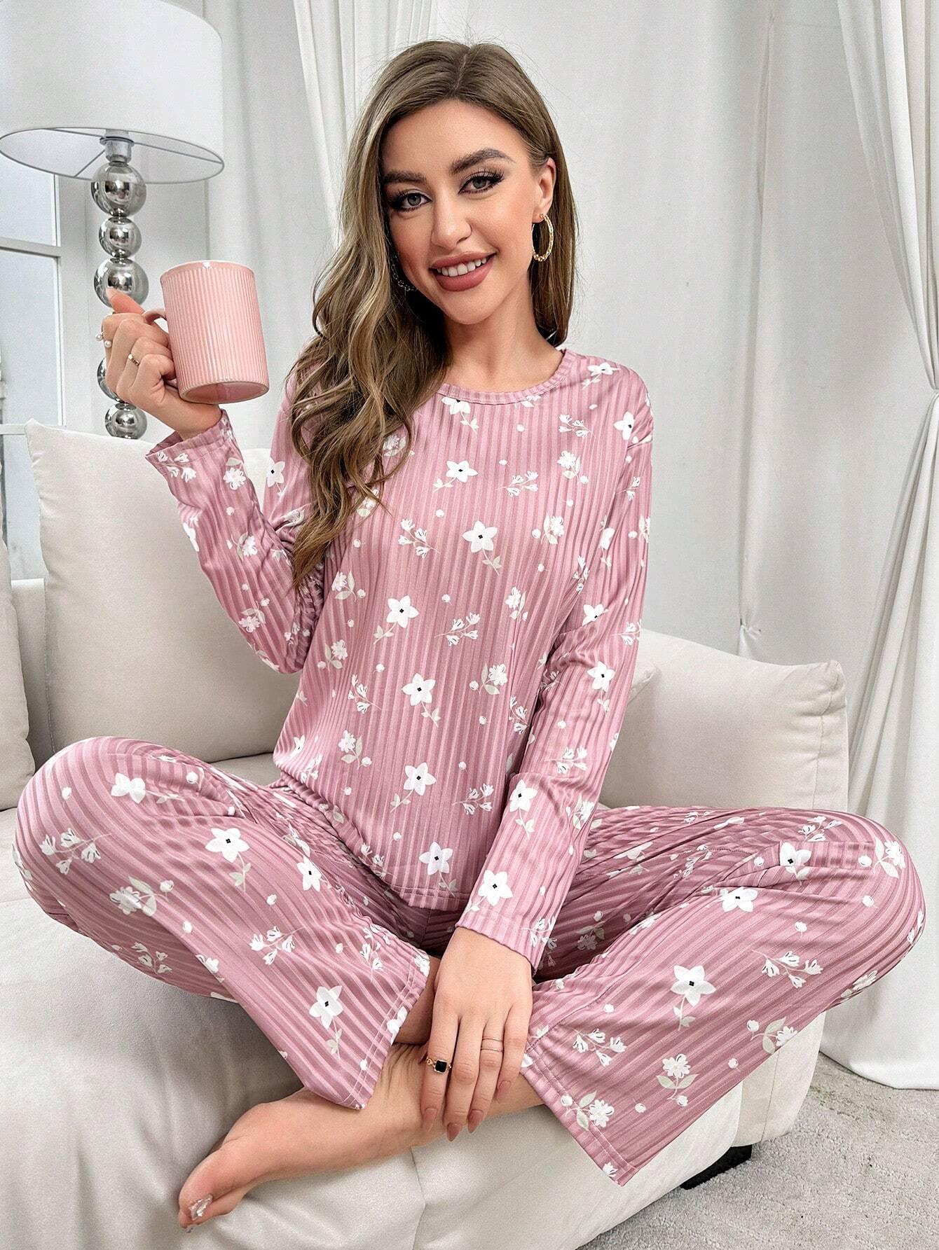 Shein Ensemble De Pyjama Imprimé Floral - GlamShopTN