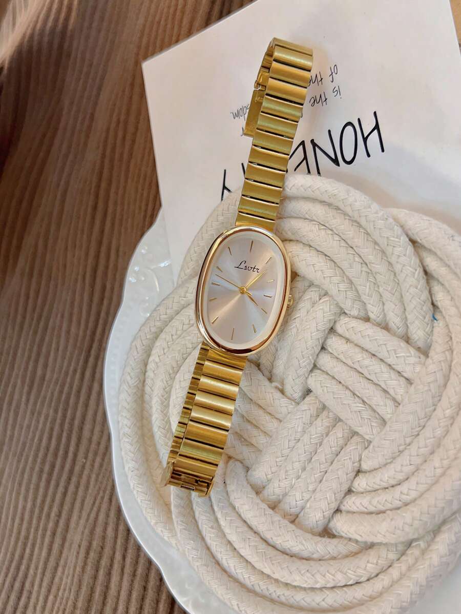 Shein 1 pièce de nouvelle montre-bracelet de mode pour femme en or