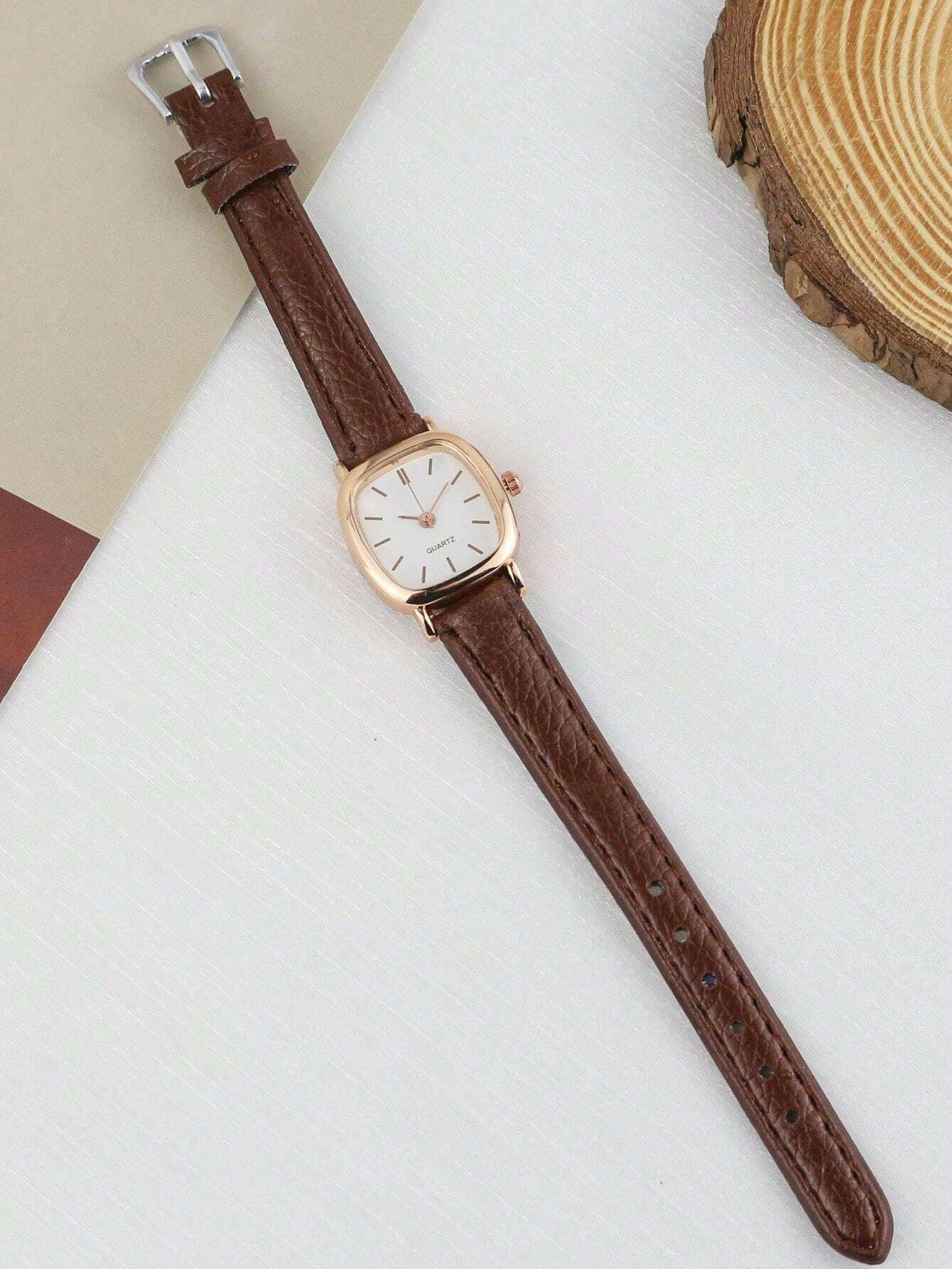 Shein 1 Pièce Montre Quartz Carré Minimaliste Pour Dames, Convient Pour Une Utilisation Quotidienne