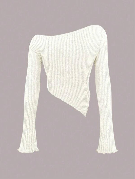 Shein T-shirt Asymétrique Encolure Et Ourlet - GlamShopTN