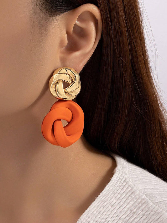 1 paire Boucles D'oreilles Charmant À La Mode Polyvalent Géométrique Métallique Peinture