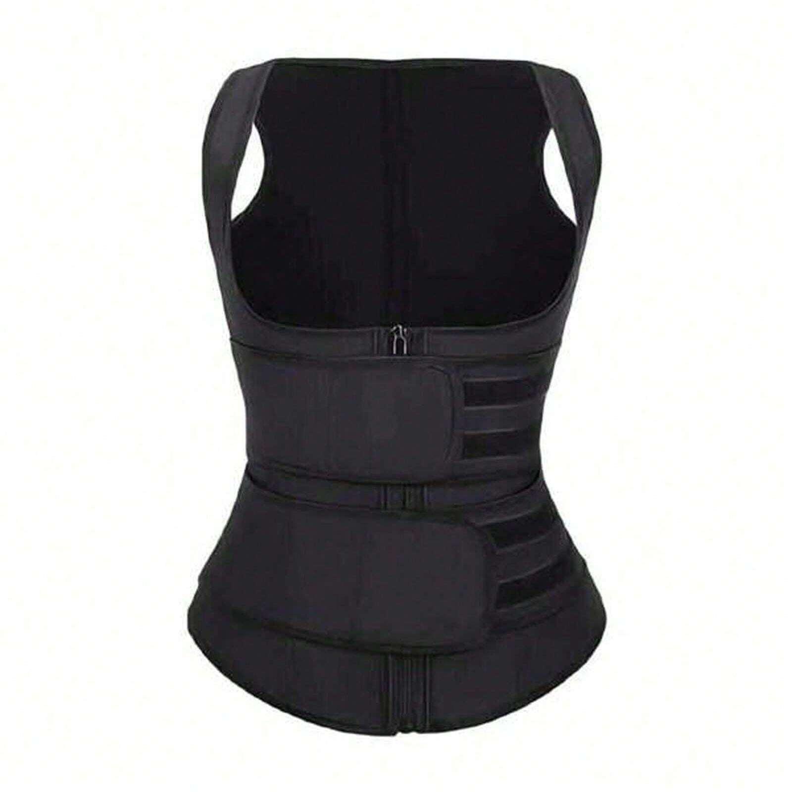 Shein 1 Pièce Entraîneur De Taille Solide Cinch Shaper Pour Ceinture Abdominale Pour Femmes, Débardeur D'entraînement À La Taille Avec Fermeture Éclair Pour Ajustement Ajusté De Poitrine, Débardeur De Sauna En Néoprène - GlamShopTN