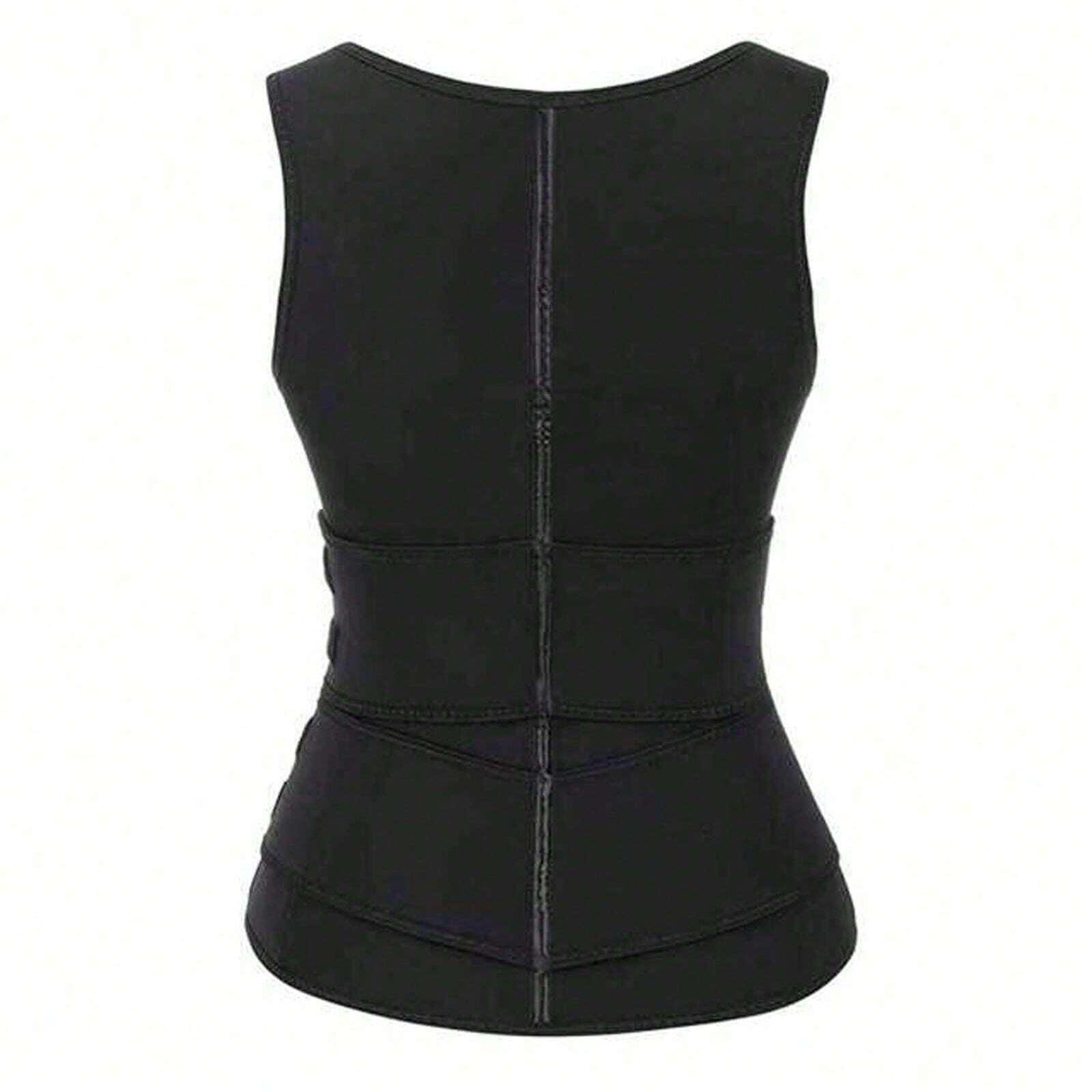 Shein 1 Pièce Entraîneur De Taille Solide Cinch Shaper Pour Ceinture Abdominale Pour Femmes, Débardeur D'entraînement À La Taille Avec Fermeture Éclair Pour Ajustement Ajusté De Poitrine, Débardeur De Sauna En Néoprène - GlamShopTN