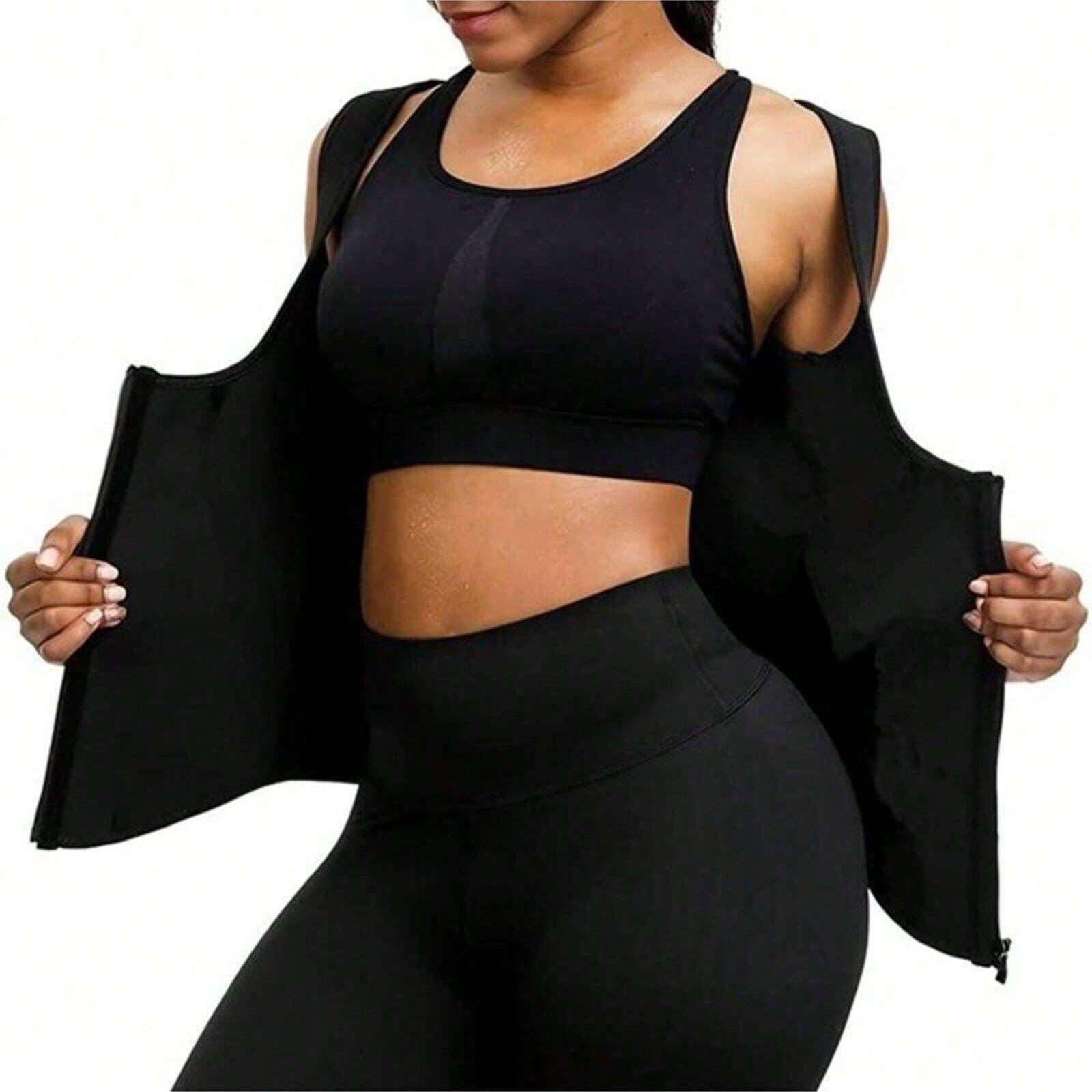 Shein 1 Pièce Entraîneur De Taille Solide Cinch Shaper Pour Ceinture Abdominale Pour Femmes, Débardeur D'entraînement À La Taille Avec Fermeture Éclair Pour Ajustement Ajusté De Poitrine, Débardeur De Sauna En Néoprène - GlamShopTN