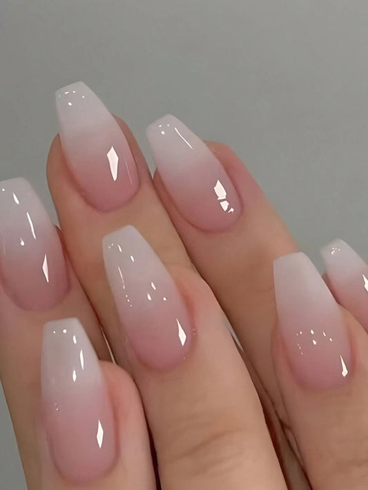 24 pièces French longs, faux ongles pour femmes