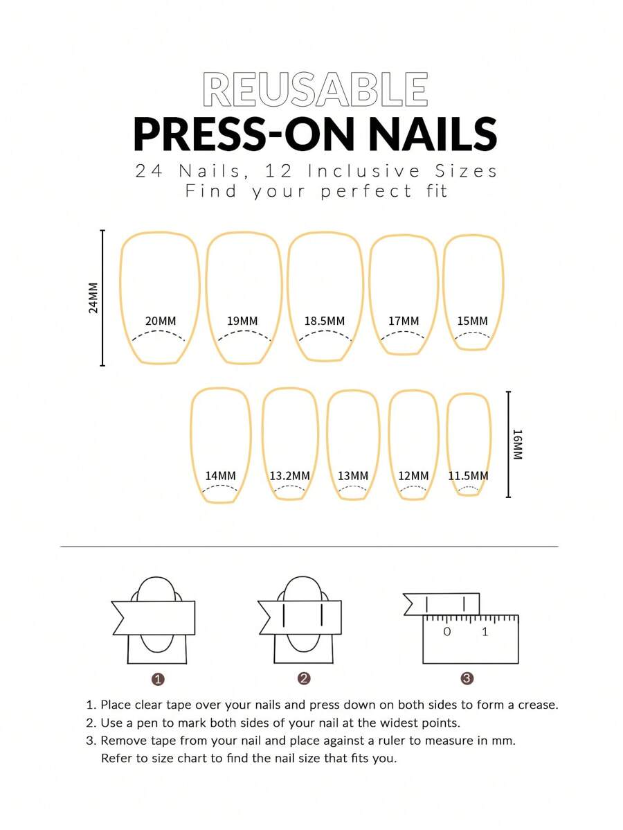 24 pièces French longs, faux ongles pour femmes