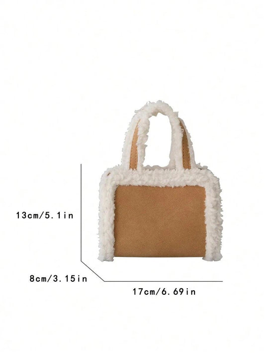 Shein Sac Populaire En Peluche Pour Femme Avec Bord En Laine Et Sensation Haut De Gamme, Sac À Bandoulière Et Sac À Bandoulière Décontracté Et Simple - GlamShopTN