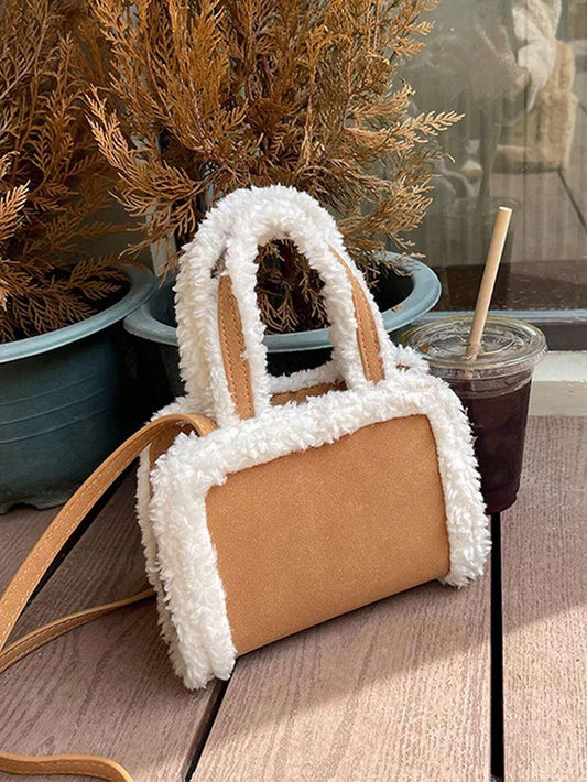Shein Sac Populaire En Peluche Pour Femme Avec Bord En Laine Et Sensation Haut De Gamme, Sac À Bandoulière Et Sac À Bandoulière Décontracté Et Simple - GlamShopTN